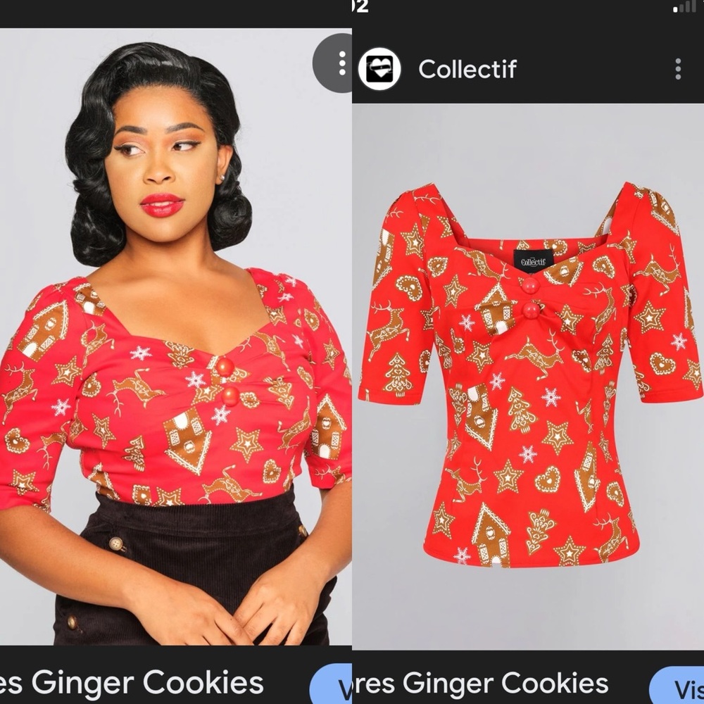 ⭐️2/$77⭐️NWT Collectif Womenswear Dolores H/S Ginger Cookies Top